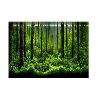 TITA-DONG Fish Tank Background, Forest Tank Aquarium Poster, Aquarium Background Picture, PVC Adhesive Underwater Forest Tank Background Poster Backdrop Decoration Paper(91 * 50cm) - size: 91*50cm