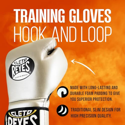 CLETO REYES Training Boxing Gloves with Hook and Loop Closure for Sparring and Heavy Punching Bags, Men and Women, MMA, Kickboxing, Muay Thai - color: White, size: 16oz.
