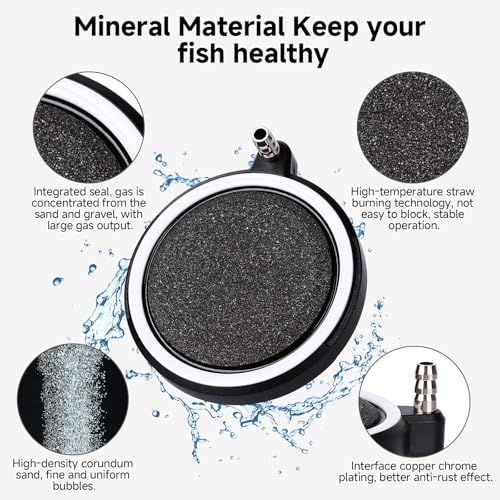 hygger Air Stone for Aquarium: Quiet High Dissolved Oxygen Diffuser Kit for Freshwater or Saltwater Fish Tank and Hydroponic Air Pump-Disc 2 x 2 Inch Air Bubble Stone Without air Pump - size: 5CM
