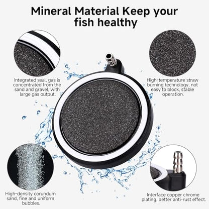 hygger Air Stone for Aquarium: Quiet High Dissolved Oxygen Diffuser Kit for Freshwater or Saltwater Fish Tank and Hydroponic Air Pump-Disc 2 x 2 Inch Air Bubble Stone Without air Pump - size: 5CM