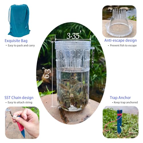 Portable and Hard Plastic Aquarium Minnow&Small Fish Trap for Aquarium Children Fishing Outdoors,Durable Container Bait Trap Suitable for Fishing,Crab,Shrimp,Turtle - size: Small