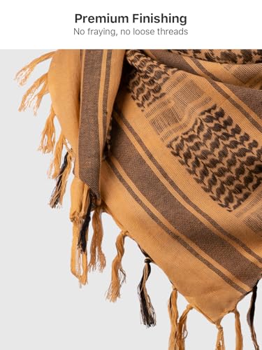 FREE SOLDIER Scarf Military Shemagh Tactical Desert Keffiyeh Head Neck Scarf Arab Wrap with Tassel for Men Women - color: Amber Brown