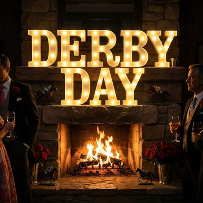 Aurelema Sukkot Large LED Letter Sign LED Lights, Derby Day, 8.27 Inches - color: Derby Day, size: 6.3 Inches