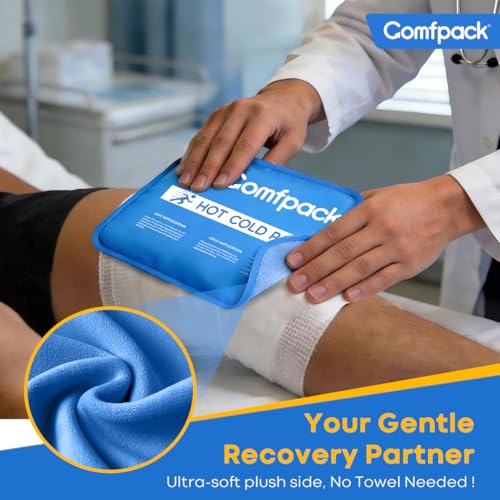 Comfpack Soft Gel Ice Packs for Injuries Reusable, Flexible Double Sided Cold Packs for Muscle Pain Relief & Strains, Ice Pack for Shoulder, Knee, Ankle, Back, Face, Leg, Arm(1 PK) - size: 9.7×7.8 Inch
