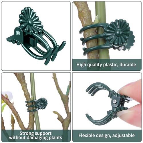 80 Pcs Standard Orchid Clips Plant Clips Flower Vine Dark Green | for Support Small Plant, Orchid Support Clip, for Climbing Plants, Garden Stem, Grow Upright