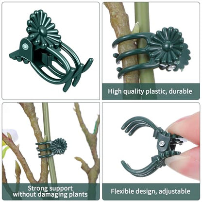 80 Pcs Standard Orchid Clips Plant Clips Flower Vine Dark Green | for Support Small Plant, Orchid Support Clip, for Climbing Plants, Garden Stem, Grow Upright