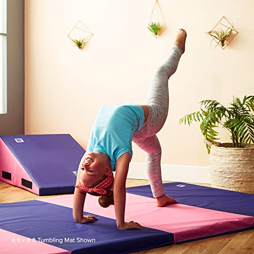 We Sell Mats Gymnastics Mat, Folding Tumbling Mat, Portable with Hook & Loop Fasteners - color: Purple / Pink, size: 4 ft x 8 ft x 2 in