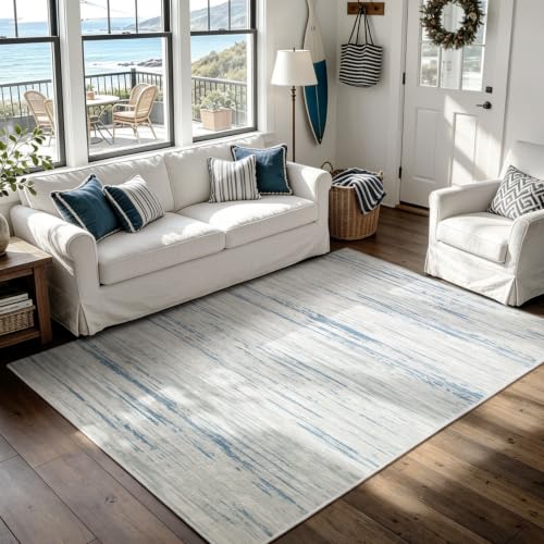 5x7 Washable Area Rug for Living Room,Bedroom,Dining Room,Nursery,Playroom - color: Blue-white-gray, size: 5' x 7' (Rectangular)