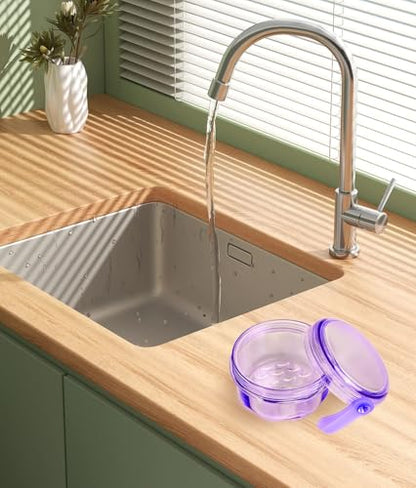 Leak Proof Purple Denture Cups for Soaking Dentures, Partial Denture Bath Case Travel Retainer Cleaning Container Case with Brush for Aligner, Denture, Mouth Guard - color: Transparent Purple