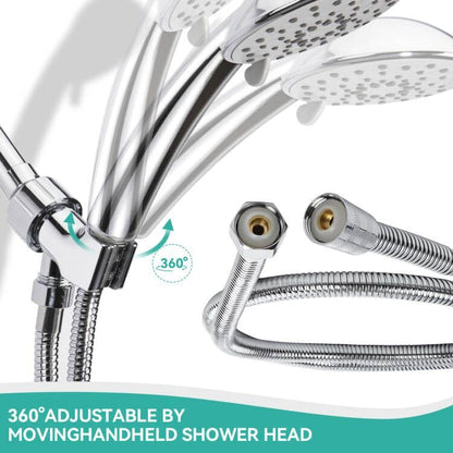 MAYYAYA Brass Ball Handheld Shower Head Holder, 59IN ShowerHead Hose,Silver | Premium ABS Bracket, 360 Degree Rotatable Brass Ball, Arm Mount&Hose Connector, Chrome 1.5m stainless steel shower hose - color: Silver