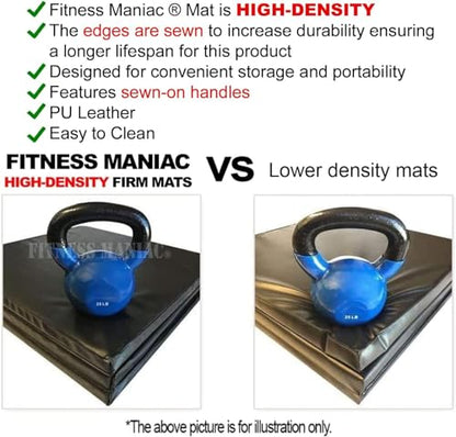 FITNESS MANIAC Black Folding Mat Panel Aerobics Exercise Tumbling Gym Easy Storage Gymnastics Mat Tri-Fold Mats Gym Pad Exercise Pading Ab Foldable Mats - color: Pink