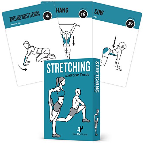 NewMe Fitness Stretching Workout Cards, Instructional Fitness Deck for Women & Men, Beginner Fitness Guide to Training Exercises at Home or Gym - style: Stretching