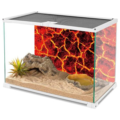 YongFoto Reptile Terrarium Background 72x18 inch Reptile Tank Background Heat Red Cracked Volcanic Eruption Lava Burning Ground Background Bearded Dragon Habitat Fish Tank Aquarium Background Backdrop - size: 72x18in/180x45cm