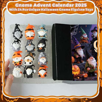 Gnome Advent Calendar 2026 Halloween,24 Day Halloween Countdown Calendar with 24 Collectible Gnome Gifts for Kids Boys Girls Toddlers Boo Basket Stuffers - color: Multi Gnome