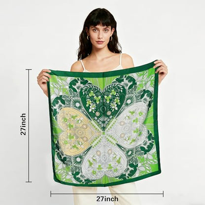 27" Head Scarf Like Satin Silk for Women,Hair Scarves Bandana,Headband Silk Feeling for Hair Wrap - color: Green