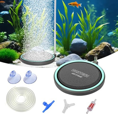 2inch Nano Aquarium Air Stone, Quiet Bubble Diffuser | Nano Ceramic, Ultra-Fine Bubbles, Complete Kit, Hydroponics & Shrimp Tank - size: 2 inch