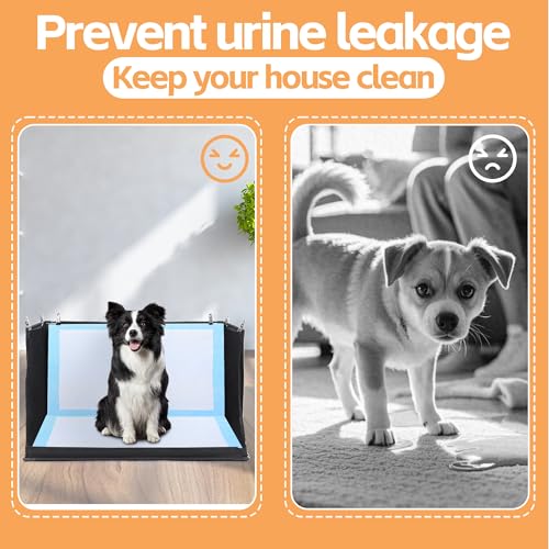 HOMBYS Dog Pee Pad Holder with High Walls, No-Spill Indoor Potty for Large Dogs, Foldable Puppy Litter Box, Patent Pending (33.8" L x 28" W x 17.7" H) - size: 33.8"L x 28"W x 17.7"H