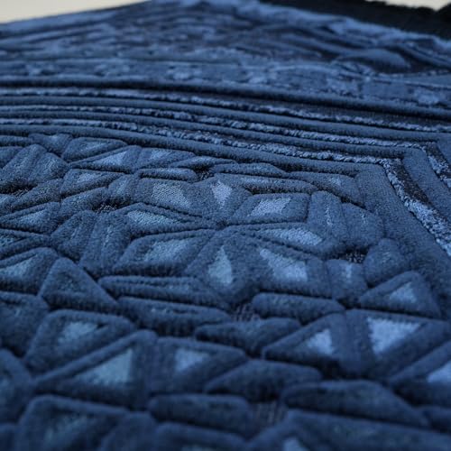 Modefa Luxury Velvet Prayer Rug with Prayer Beads | Soft Elegant Muslim Turkish Janamaz Sajada Carpet for Men and Women | Plain Solid Prayer Mat Ramadan Eid Gift - Najma (Navy Blue) - color: Najma Navy Blue