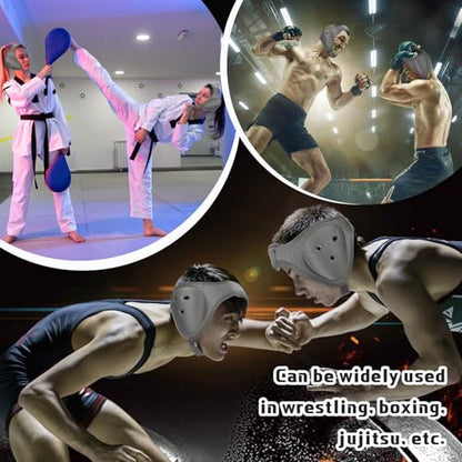 Jerify 2 Pcs Wrestling Headgear for Kids Youth Soft Grappling Headgear Wrestling Adjustable Ear Guard Protective(Grey) - color: Grey