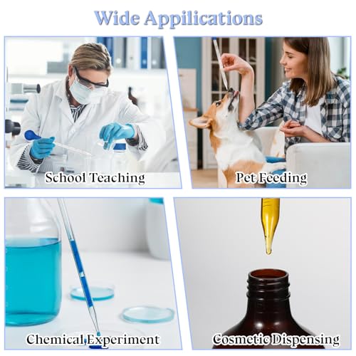 3Pcs Glass Pipettes Dropper, 10ml Graduated Liquid Dropper with Rubber Bulb for Laboratory, Medicine, School, Food, Research