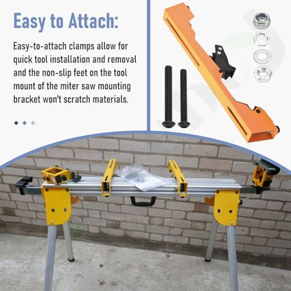 DW7231 Miter Saw Mounting Brackets Compatible with Dewalt Miter Saw Stand DW723 DWX723 DWX724 DWX725 DWX725B DW7231 DE7025-XJ N087371 2 pack, Yellow