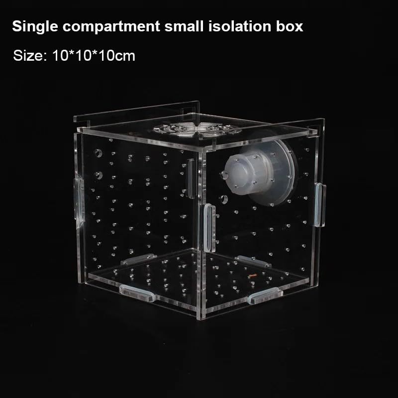 HEPBAK 1pcs Fish Tank Transparent Aquarium Single Double Multi Grid Isolation Box Small Fry Incubator Breeding Box Aquatic Pet Supplies (Color: 6x6x6cm)
