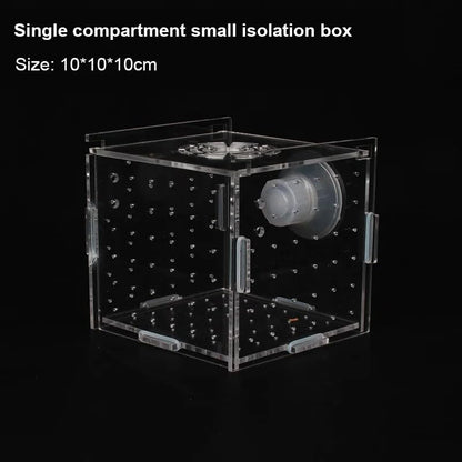 HEPBAK 1pcs Fish Tank Transparent Aquarium Single Double Multi Grid Isolation Box Small Fry Incubator Breeding Box Aquatic Pet Supplies (Color: 6x6x6cm)