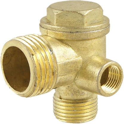 3-Port Brass Air Compressor Check Valve - Heavy-Duty Pneumatic Replacement Part with Leak-Proof Design for Central Pneumatic Compressors, Industrial Repair