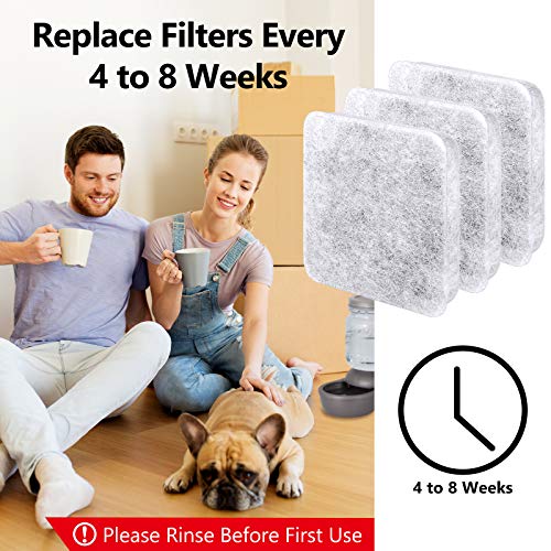 Dog Water Filter Replacement Compatible with Petmate Bowl Filters | Pet Water Dispenser Filter Compatible with Petmate Replendish Mason Automatic Gravity Waterer Bowls for Cats and Dogs, 6 Pack