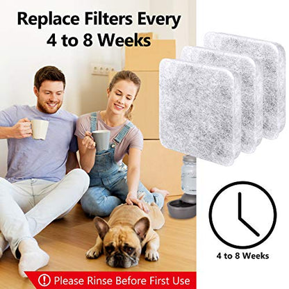 Dog Water Filter Replacement Compatible with Petmate Bowl Filters | Pet Water Dispenser Filter Compatible with Petmate Replendish Mason Automatic Gravity Waterer Bowls for Cats and Dogs, 6 Pack