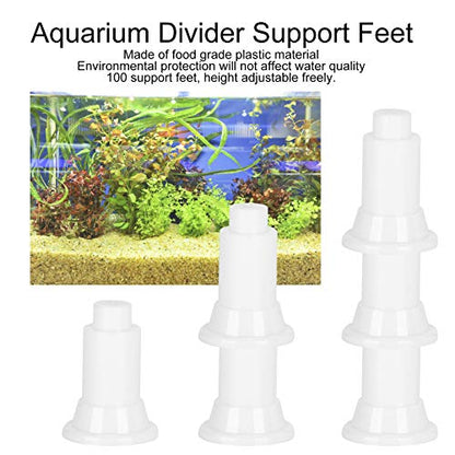 100Pcs Aquarium Divider Support Feet | Adjustable Height 1.8cm per Foot | Fish Enclosure Partition Stabilizer/Maintenance Tool | Food Grade PVC, 2.8cm Height (White) - color: White