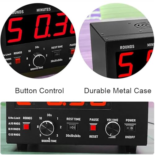 Boxing Interval Timer, Digital Timer Gym,with Led Display, 1-12 Challenge Rounds/Adjustable Buzzer, for Gym Home (Red) - color: Red