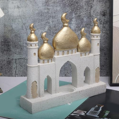 Gold and White Decorative Mosque Tower Islamics Eid Mubaraks Decors Table Ornament Ramadans Home Decorations Gift Islamics Mubaraks Decors