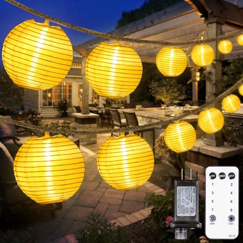 StarryEver Lantern String Lights Plug in- 40ft 40LED 2700K Warm White Mini Lantern Lights Waterproof, Hanging Hemp Rope String Lights Indoor Outdoor with Remote, Timer for Porch Fence Balcony - color: Warm White, size: 40FT 40LED (Plug in)