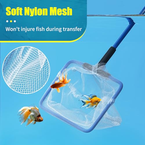 AQUANEAT Aquarium Fish Net, Small Fish Tank Cleaning Net, Food Wastes Skimmer for Small Ponds and Pools - size: 8 inch