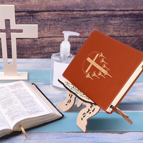 Cabilock Bible Reading Stand and Decorative Book Holder Wooden Desktop Rack for Quran and Bible Display, Desk Book Reading Stand for Religious and Holiday Table Decor