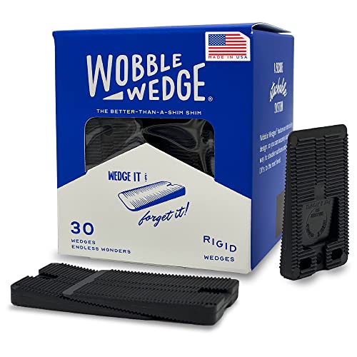 Wobble Wedge Rigid Heavy Duty Leveling Plastic Shims, Black, 30-Pack | Made in USA Rigid Shims with Tough, Durable, Interlocking Non-slip Grip Design; Multipurpose Leveling for Varied Projects - size: 30