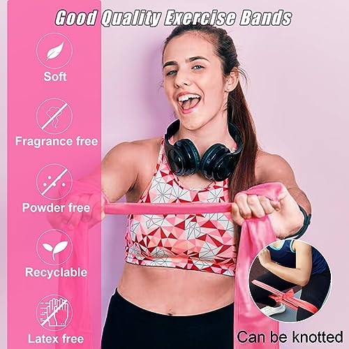 Resistance Bands Set for Physical Therapy, Rehab, Yoga and Pilates | Latex-Free elastic exercise bands suitable for rehab, yoga, Pilates, gym workouts, stretching, and home exercise - color: Gradient Pink 5-80lbs