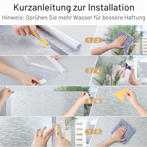 Haton Window Privacy Film, Frosted Stripe Non-Adhesive, 17.5" x 78.7" | Static Cling Removable Frosted Glass Film, Blocks UV & Heat, Anti-glare Privacy Covering for Bathroom & Home Windows - color: Frosted Stripe, size: 17.5" x 78.7"