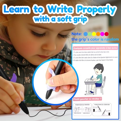 4 Magic Tracing Practice Books – Grooved Handwriting French Copybooks for Kids, Reusable Writing Practice Workbooks Without Tears, Disappearing Ink for Toddlers Preschool Learn (French) - color: French