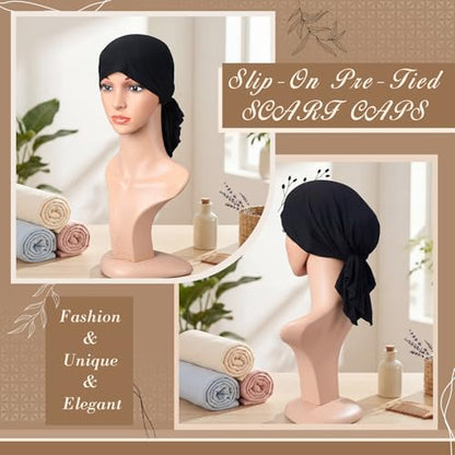Syhood Slip on Pre Tied Head Scarves for Women - color: Basic Colors
