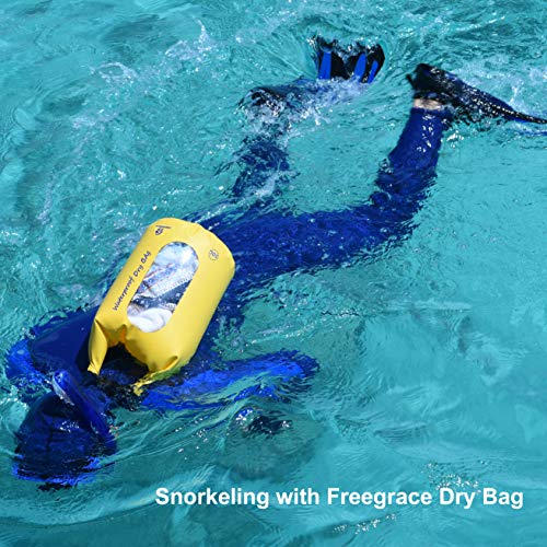 Freegrace Waterproof Dry Bag Set of 3 - Submersible Dry Sack with Double Zip Lock Seals - Includes Waist Pouch & Phone Case - Perfect for Kayaking, Swimming, Boating & Rafting (Navy Blue, 10L) - color: Navy Blue, size: 10L, style: Without Window