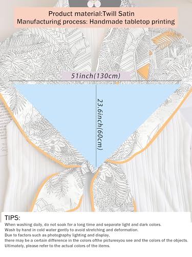 Triangle Shawls Scarf Head Hair Neck For Women Scarves Fashion Silk Feeling Lady Lightweight 51 * 23.6inch - color: K24-hawaii With Yellow Borders（51*23.6inch）
