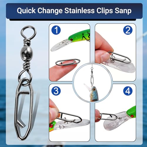 QISHUO High Strength Fishing Swivels Stainless Clips Steel Snap Swivels Barrel Connector Saltwater Swivel Fishing Rolling Black Nickel - size: Size 7+S (51lb) 50 pcs