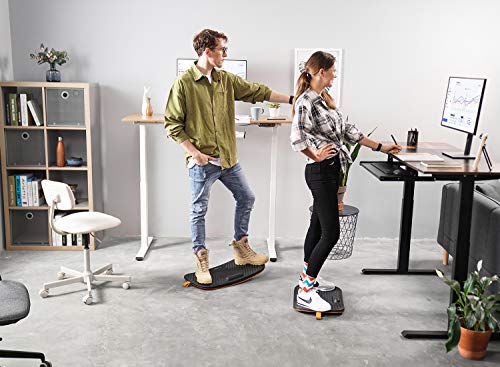 FEZIBO Standing Desk Mat with Anti Fatigue Bar, Wooden Wobble Balance Board with Ergonomic Design Comfort Floor Mat