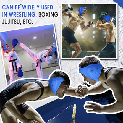 Jerify 3 Pcs Wrestling Headgear for Kids Youth Soft Grappling Headgear Wrestling Adjustable Ear Guard Protective(Blue) - color: Blue