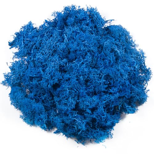 3.5oz Fake Royal Blue Moss for Crafts | Realistic Artificial Reindeer Moss for Art, Floral Project, Table Centerpieces, Fairy Garden Accessories, Wall Decor - color: Royal Blue
