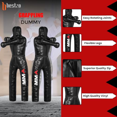 Bestzo MMA Grappling Dummy for Adult,Wrestling Dummy Jiu Jitsu, Judo Punching Bag Sparring Self Defense Training Dummy Black - Unfilled - size: 48 inches (4 ft)