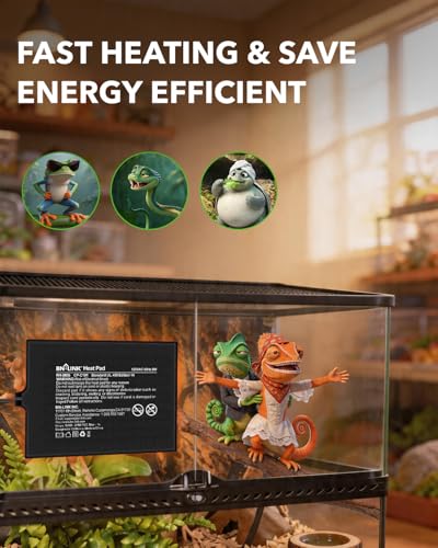 BN-LINK Reptile Heat Pad 6"X8" 8W for 10-20gal Under Tank Terrarium Heating Mat Waterproof for Turtle, Lizard, Frogs, Snake, Hermit Crab 2 Pack - size: 6" X 8" 2-PACK