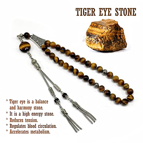 Design -Tiger Eye Stone Series Worry Beads - Prayer Beads (8 mm-33 Beads) Tesbih-Tasbih-Tasbeeh-Misbaha-Masbaha-Subha-Sebha-Sibha-Rosary (Stylist Prayer Beads (8 mm-33 Beads)) - color: Stylist Prayer Beads (8 mm-33 Beads)